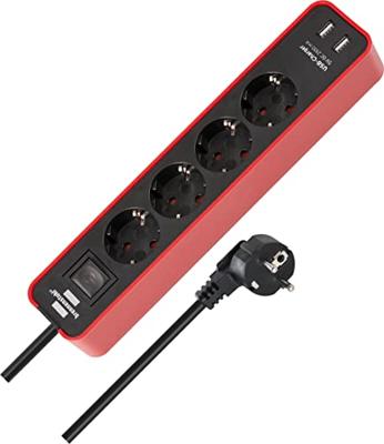 Brennenstuhl ecolor stekkerdoos 4-voudig met 2 USB-laadbussen (stekkerdoos USB met schakelaar en 1,5 m kabel) - 1153240076