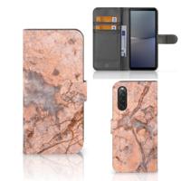 Sony Xperia 10 V | Bookcase | Marmer Oranje - thumbnail