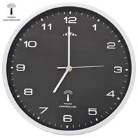 VidaXL Wandklok met quartz uurwerk radiogestuurd 31 cm zwart - thumbnail