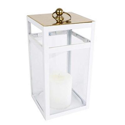 Overige Merken Lantaarn rosa goud/wit metaal 15,5x15,5x32,5 cm