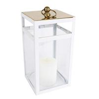 Overige Merken Lantaarn rosa goud/wit metaal 15,5x15,5x32,5 cm - thumbnail