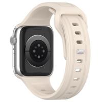 By Qubix - Square siliconen band - Beige - Compatible met Apple Watch 38mm / 40mm / 41mm / 42mm - Compatible Apple watch bandjes - thumbnail
