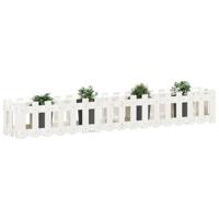 VidaXL Plantenbak verhoogd hekontwerp 200x30x30 cm grenenhout wit - thumbnail