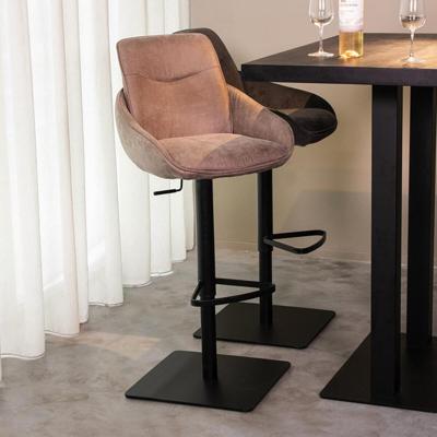 LABEL51 Draaibare Barkruk 'Beauty' Micro Suede, kleur Taupe (zithoogte 56-82cm)