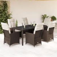 7-delige Tuinset met kussens poly rattan bruin - thumbnail