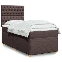 Boxspring met matras stof donkerbruin 90x190 cm - thumbnail