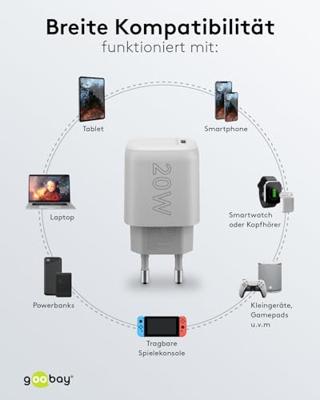 Goobay USB-C snellader | 20W | wit | Power Delivery - 9550190 Goobay USB-C snellader | 20W | wit | Power Delivery - 9550190