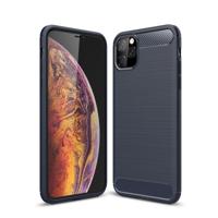 Geborsteld textuur koolstofvezel TPU Case voor iPhone 11 Pro (marineblauw) - thumbnail
