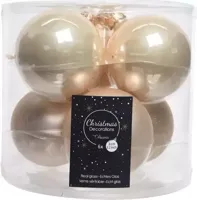 Decoris kerstballen glas 6st parel 8cm - thumbnail