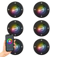 Grondspot LED Ø11 Rond Zwart set met smart WIFI LED's (6-stuks) - thumbnail