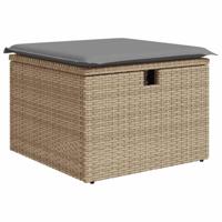 9-delige Loungeset met kussens poly rattan beige - thumbnail