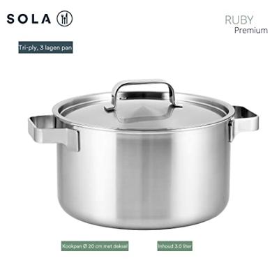 Sola Pannenset Ruby - RVS - Kookpan ø 16, 18, 20 cm & Steelpan ø 16 cm - Inductie geschikt - 4 Delig Sola Pannenset Ruby - RVS - Kookpan ø 16, 18, 20 cm & Steelpan ø 16 cm - Inductie geschikt - 4 Delig