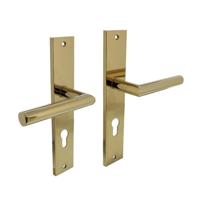 Deurkruk Bastian op langschild 245x45mm profielcilindergat 72mm PVD messingkleur - thumbnail