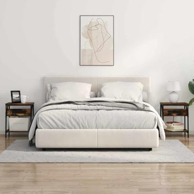 Nachtkastje 2 pcs Gerookt eiken 38 x 30 x 48 cm Bewerkt hout