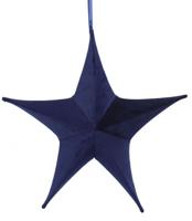 Countryfield kersthanger ster fluweel maria s donkerblauw 65 cm | 6 stuks - thumbnail