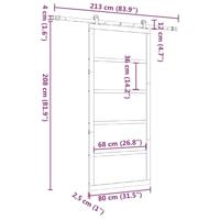 Schuifdeur Bruin 80 x 208 cm Massief grenenhout - thumbnail