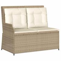 7-delige Loungeset met kussens poly rattan beige - thumbnail