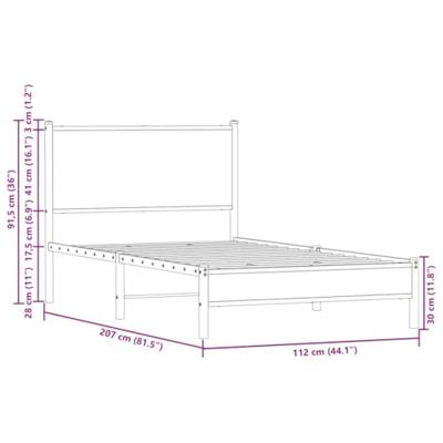 Bedframe zonder matras metaal sonoma eikenkleurig 107x203 cm