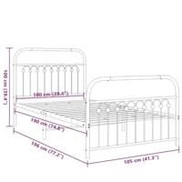 Bedframe met hoofd- en voeteneinde metaal wit 100x190 cm - thumbnail