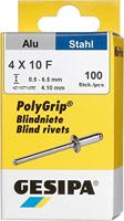 Gesipa 1433848 Popnagel (Ø x l) 4 mm x 10 mm Staal Aluminium 100 stuk(s) - thumbnail
