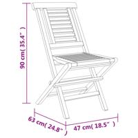 Tuinstoelen inklapbaar 2 st 47x63x90 cm massief teakhout - thumbnail