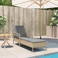 Ligbed met kussen 63x200x81 cm poly rattan beige - thumbnail