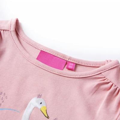 Kindershirt met lange mouwen zwanenprint 116 lichtroze
