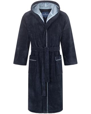 Morgenstern Morgenstern herenbadjas met capuchon Daniel marine/blauw Maat M