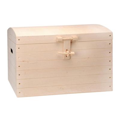 Blank houten speelgoedkist met bol deksel - Extra Groot