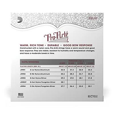 D'Addario J59 1/2M Pro-Arté Cello String Set 1/2 Scale, Medium Tension Cello snaren D'Addario J59 1/2M Pro-Arté Cello String Set 1/2 Scale, Medium Tension Cello snaren