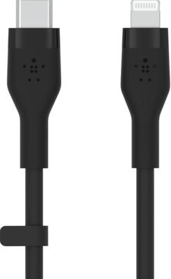 Belkin BoostCharge Flex siliconen USB Type C/Lightning-kabel (3 m), MFi-gecertificeerde 20 W PD Power Delivery-snellaadkabel voor iPhone 14/14 Plus, 13, 12, Pro, Max, mini, SE, iPad en meer – Zwart