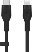 Belkin BoostCharge Flex siliconen USB Type C/Lightning-kabel (3 m), MFi-gecertificeerde 20 W PD Power Delivery-snellaadkabel voor iPhone 14/14 Plus, 13, 12, Pro, Max, mini, SE, iPad en meer – Zwart - thumbnail