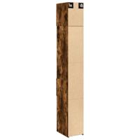Opbergkast smal 30x42,5x225 cm bewerkt hout gerookt eikenkleur - thumbnail