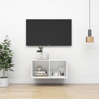 Tv-wandmeubel 37x37x72 cm bewerkt hout wit Tv-wandmeubel 37x37x72 cm bewerkt hout wit