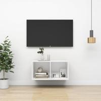 Tv-wandmeubel 37x37x72 cm bewerkt hout wit - thumbnail