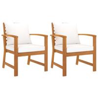 VidaXL Tuinstoelen 2 st met crèmekleurig kussen massief acaciahout - thumbnail