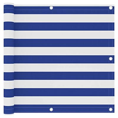 Balkonscherm 90x300 cm oxford stof wit en blauw