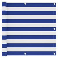 Balkonscherm 90x300 cm oxford stof wit en blauw - thumbnail
