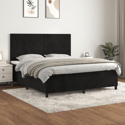Boxspring met matras fluweel zwart 160x200 cm