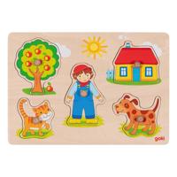 Goki houten noppenpuzzel, 5st. - thumbnail