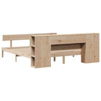 Bed met boekenkast zonder matras massief grenenhout 200x200 cm - thumbnail