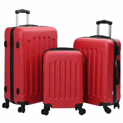 VidaXL Koffer met slot 3 pcs rood 50 x 31 x 78 cm abs kunststof