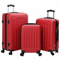 VidaXL Koffer met slot 3 pcs rood 50 x 31 x 78 cm abs kunststof - thumbnail