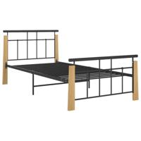 Bedframe metaal en massief eikenhout 90x200 cm - thumbnail