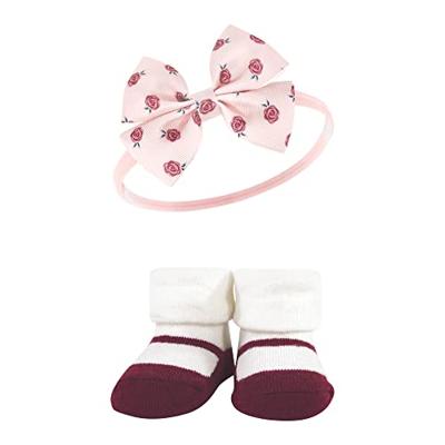Hudson Baby Infant Girl Headband and Socks Giftset, Rose, One Size