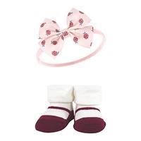 Hudson Baby Infant Girl Headband and Socks Giftset, Rose, One Size - thumbnail