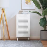 VidaXL Kastdeur met lamellen 69x39,4 cm massief grenenhout wit - thumbnail