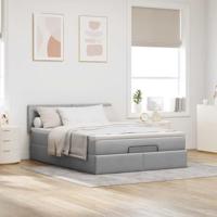 Ottoman bed met matras en LED's 140x200cm stof lichtgrijs - thumbnail