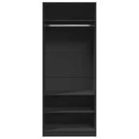 Kledingkast 80x50x200 cm bewerkt hout zwart - thumbnail