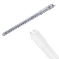 LED Waterdichte TL Armatuur met T8 Buis - Velvalux Strela - 120cm - Enkel - Koppelbaar - Waterdicht IP65 - 18W - Helder/Koud Wit 6500K - thumbnail